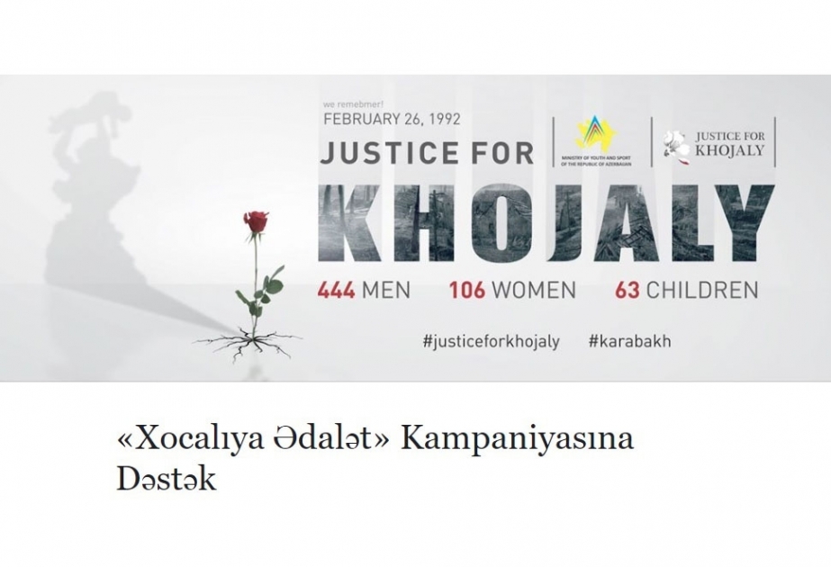 “Xocalıya ədalət” kampaniyasına dəstək aksiyasına start verilib