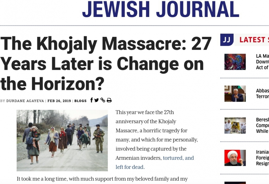 Издание Jewish Journal опубликовало статью Дурданы Агаевой о Ходжалинской резне