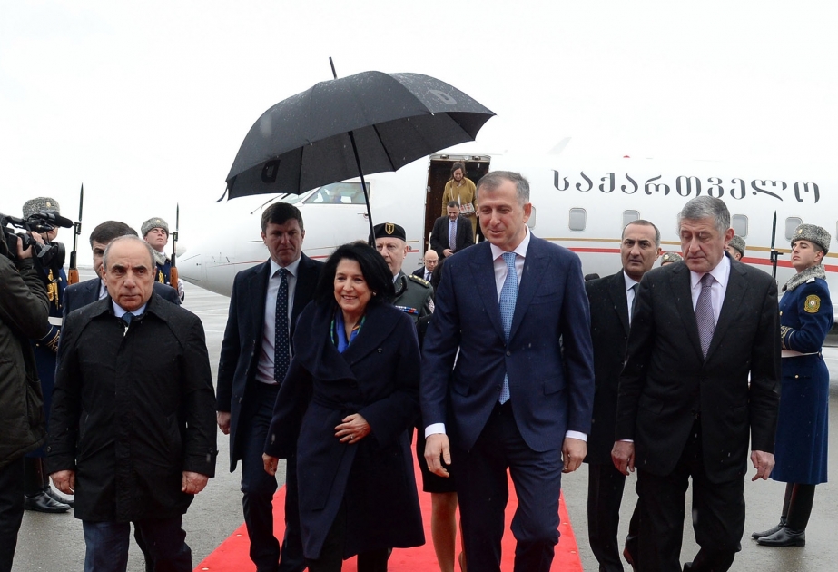 Gürcüstanın Prezidenti Salome Zurabişvili Azərbaycana rəsmi səfərə gəlib