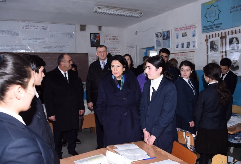 Georgian President visits secondary school in Gakh