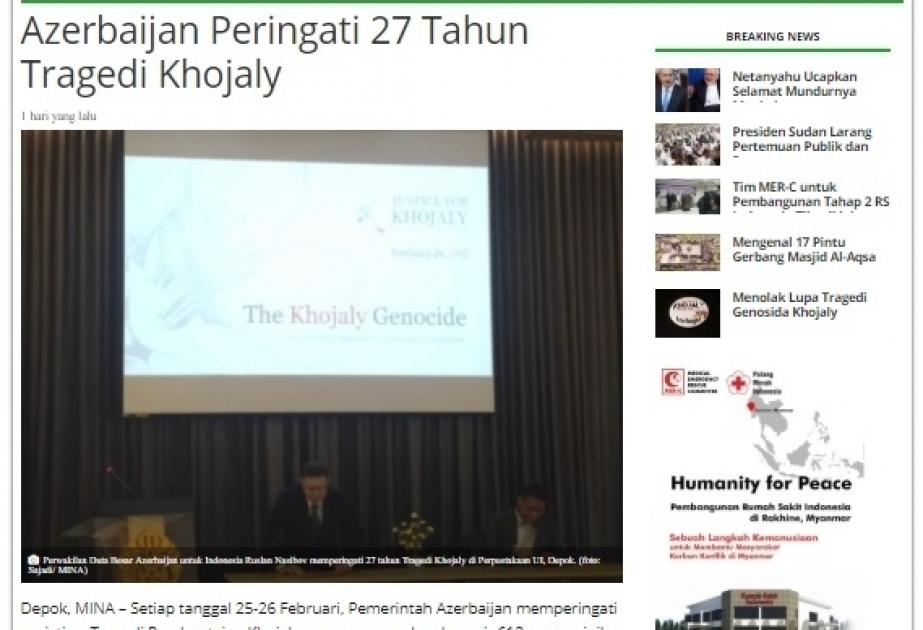 Jakarta Post: Justice sought for Khojaly victims