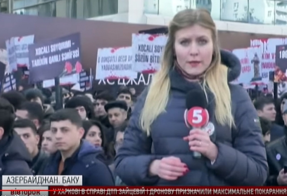 Ukraynanın “5” telekanalı Xocalı soyqırımı ilə bağlı Bakıdan geniş süjet yayımlayıb