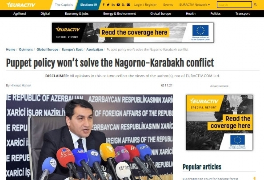 Хикмет Гаджиев: Заявления Никола Пашиняна об армяно-азербайджанском конфликте противоречат содержанию и формату переговоров