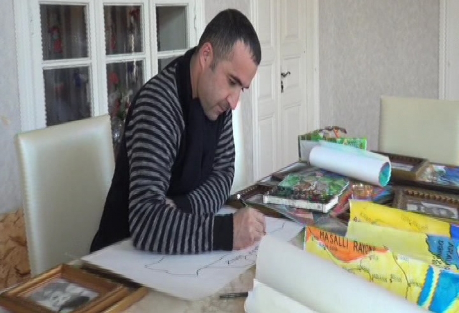 Lənkəranlı gənc müəllim bir neçə dəqiqəyə dünya ölkələrinin xəritələrini çəkir