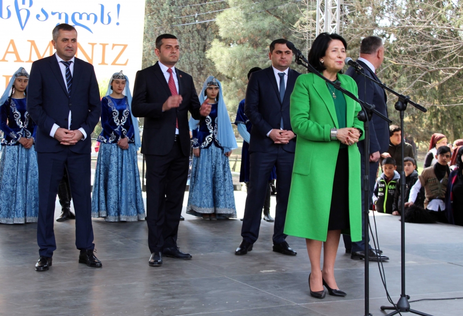 Gürcüstan Prezidenti Salome Zurabişvili Qardabanidə azərbaycanlıların Novruz şənliklərinə qatılıb