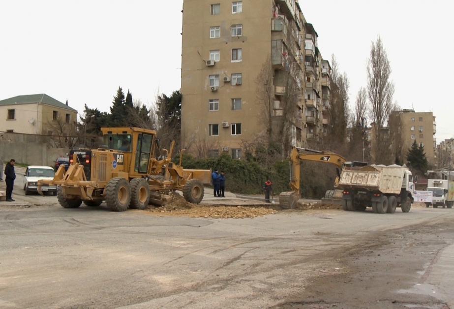 Xətai rayonunda 2 küçə təmir edilib, daha 3 küçədə işlər aparılır VİDEO