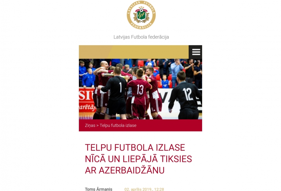 Futzal üzrə Latviya millisi Azərbaycan yığması ilə oyunlara hazırlaşır