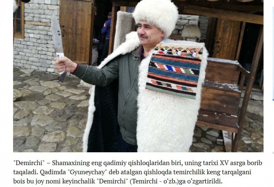 Şamaxı rayonunun Dəmirçi kəndinin sənətkarları haqqında məqalə Özbəkistan portalında