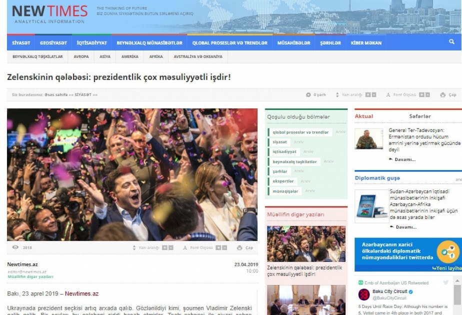 Zelenskinin qələbəsi: prezidentlik çox məsuliyyətli işdir!