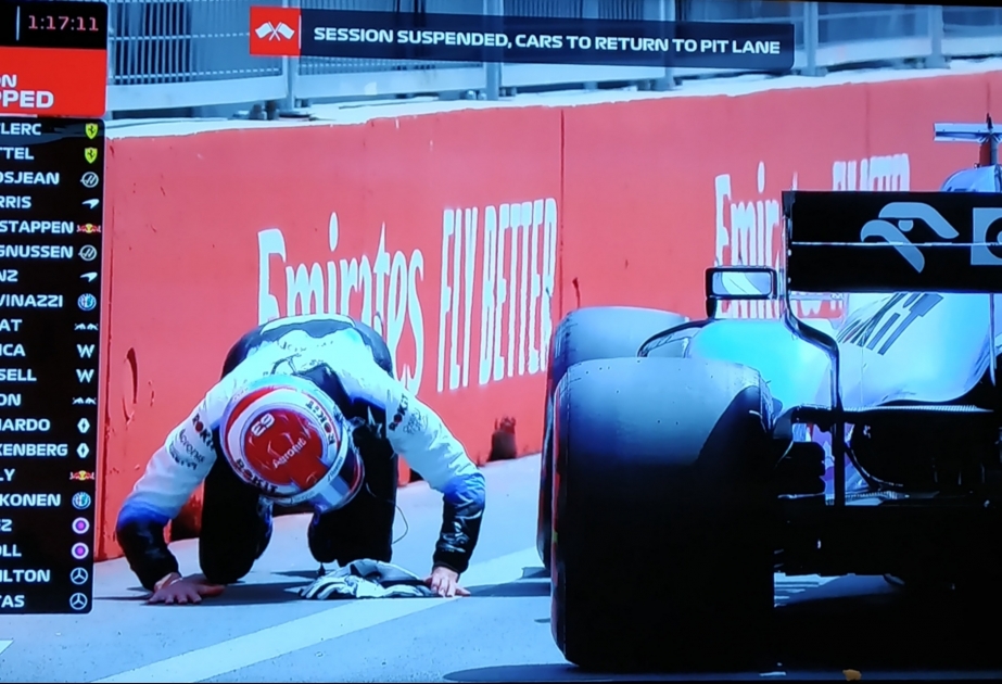 Formula 1 Azərbaycan Qran-Prisində ilk qəza:Corc Rassell mübarizəni dayandırıb VİDEO
