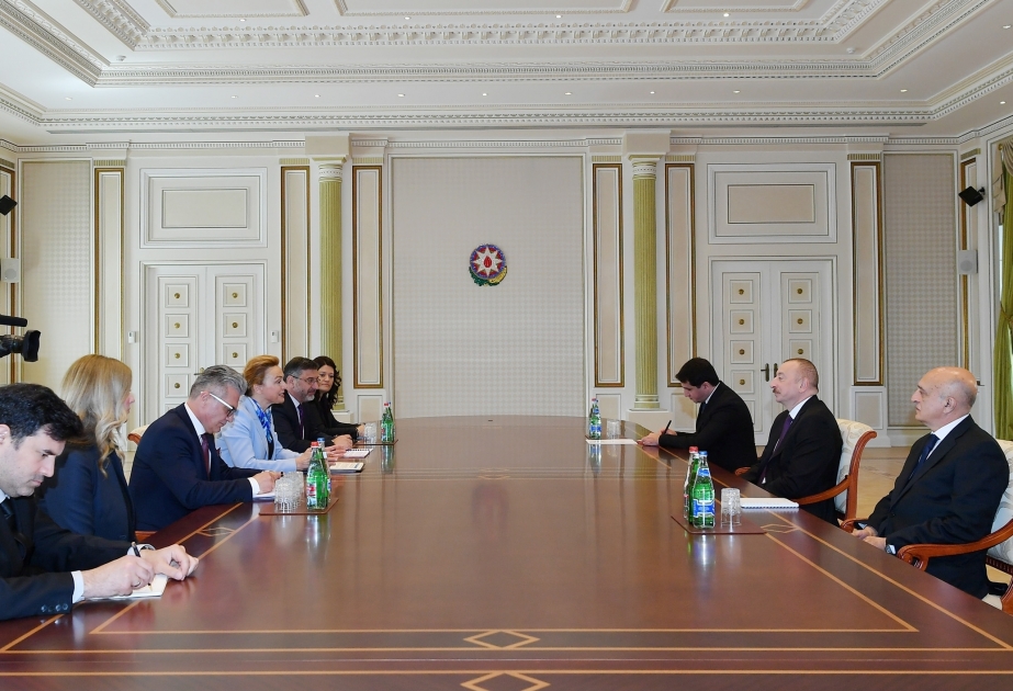 Präsident Ilham Aliyev empfängt Delegation aus Kroatien VIDEO