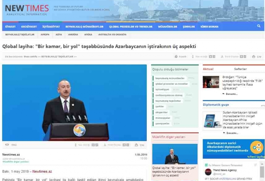 Qlobal layihə: "Bir kəmər, bir yol" təşəbbüsündə Azərbaycanın iştirakının üç aspekti