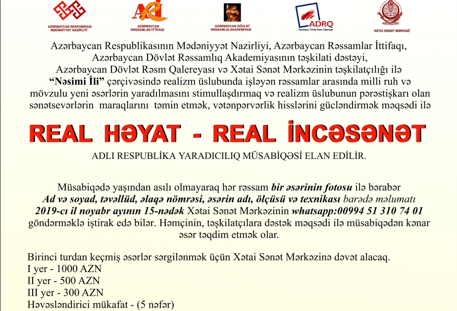 “Real həyat -real incəsənət” adlı rəsm müsabiqəsi elan olunub