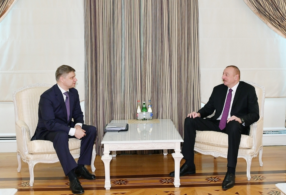 伊利哈姆·阿利耶夫总统接见俄罗斯铁路公司总裁