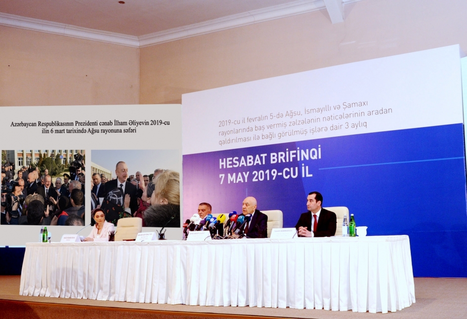 Ağsu, İsmayıllı və Şamaxı rayonlarındakı zəlzələnin nəticələrinin aradan qaldırılması ilə bağlı hesabat brifinqi keçirilib VİDEO