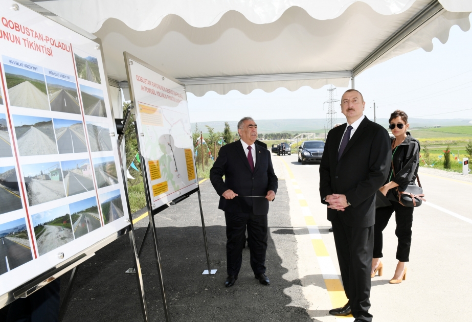 President Ilham Aliyev attended opening of Gobustan-Poladli highway VIDEO
