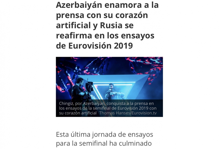 Испанская печать: Азербайджан влюбляет в себя прессу на полуфинале Евровидения 2019