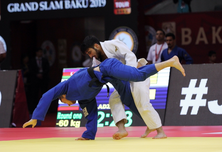 Judokas azerbaiyanos en la semifinal del Grand Slam de Bakú 2019