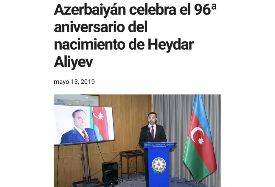 İspaniya mətbuatında Ümummilli Liderə həsr edilmiş anım mərasimləri ilə bağlı məqalələr dərc olunub