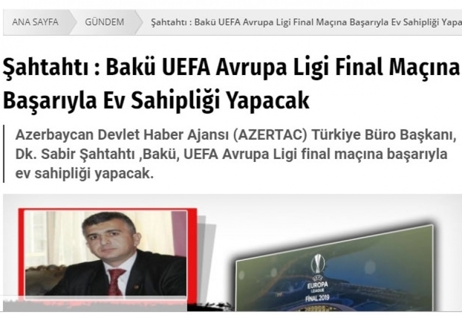 Sitio www.kibrishabersitesi.com: Bakú será el anfitrión de la Final de la UEFA Europa League