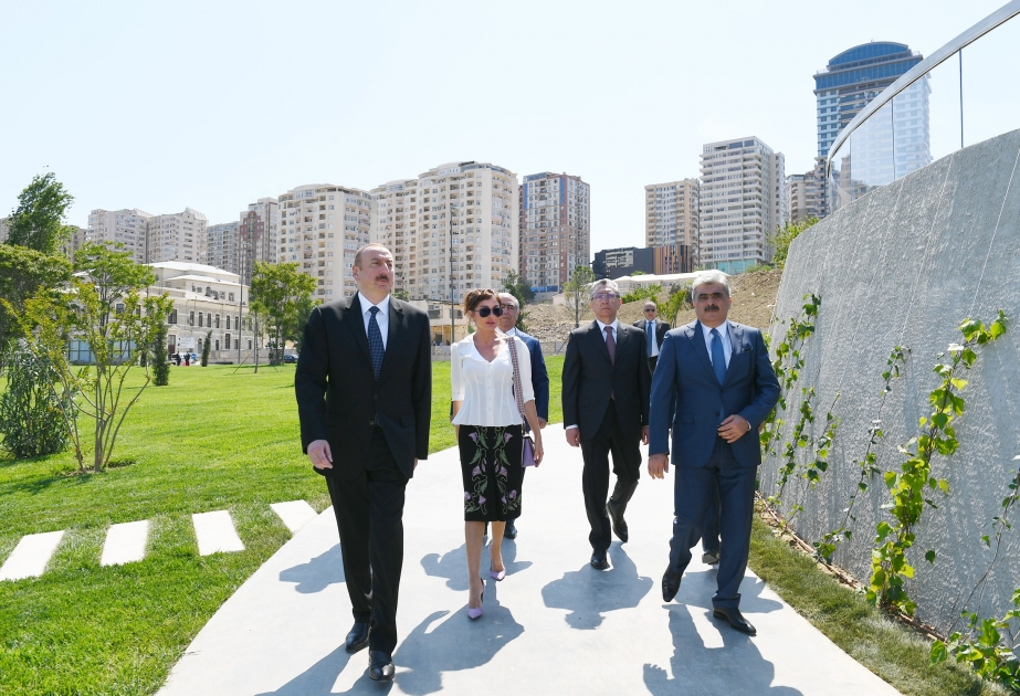 President Ilham Aliyev attended opening of garden outside Tazapir mosque and Central Park built along Fuzuli street VIDEO