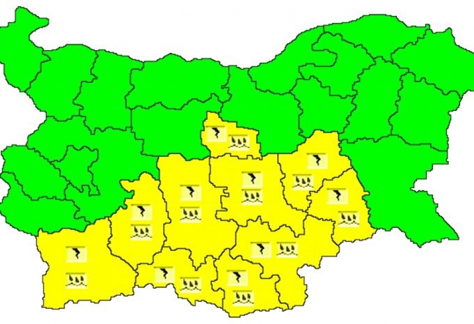 Güclü yağışlar səbəbindən Bolqarıstanın 10 rayonunda “sarı” təhlükə kodu elan olunub