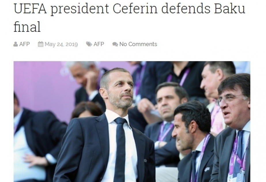 Presidente de la UEFA defiende la celebración de la final de la Europa League en Bakú