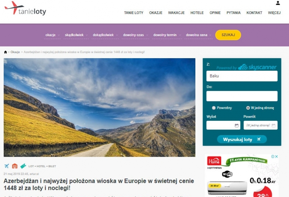 Polşanın turizm şirkətləri Azərbaycana səfərlər təklif edirlər