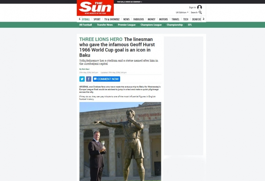 The Sun: Болельщики «Арсенала» и «Челси» обязательно должны совершить в Баку прогулку по городу