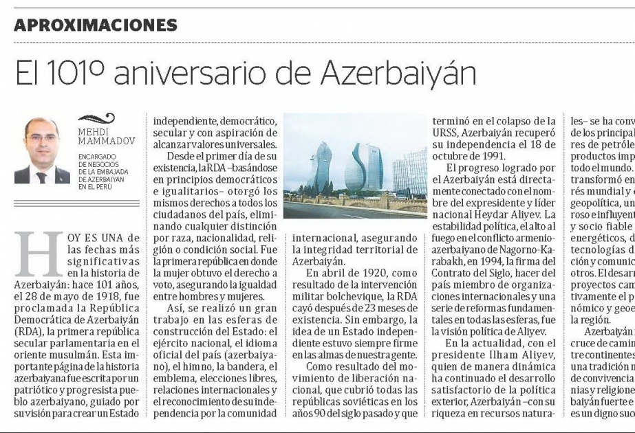 Peruanische Tageszeitung “El Peruano” schreibt über Erfolge von ADR
