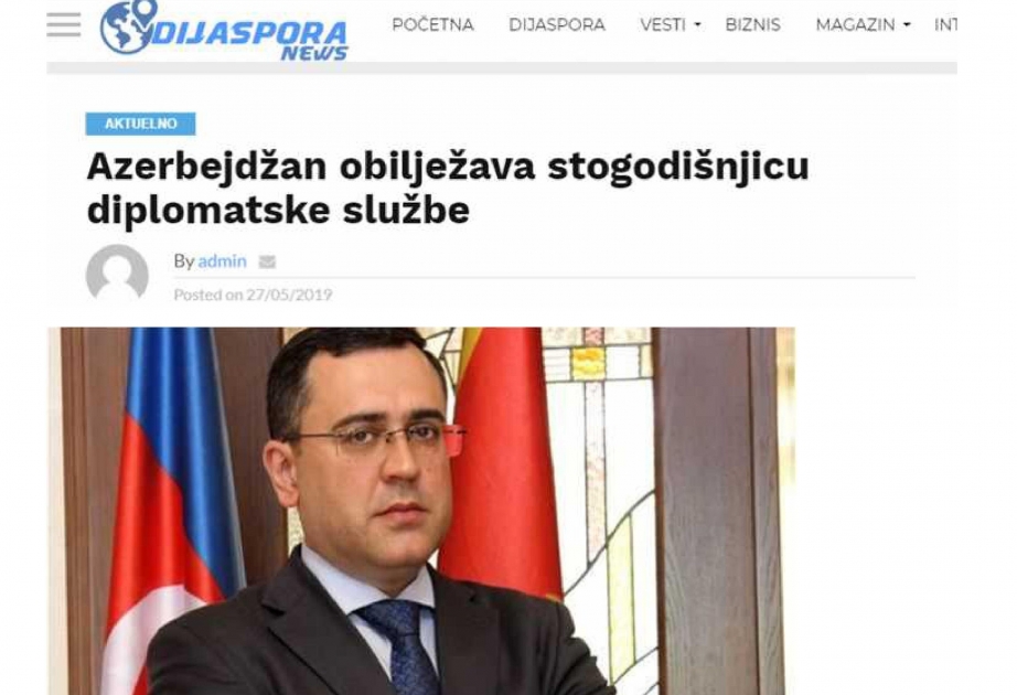Monteneqronun xəbər portallarında Azərbaycan diplomatiyasının 100 illiyi və Respublika Günü ilə bağlı məqalələr dərc olunub