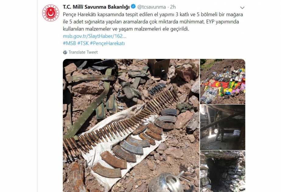 Türkiyə hərbçiləri İraqın şimalında terrorçulara məxsus mağara və sığınacaq aşkarlayıblar
