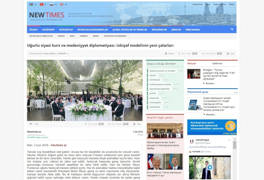 Uğurlu siyasi kurs və mədəniyyət diplomatiyası: inkişaf modelinin yeni çalarları