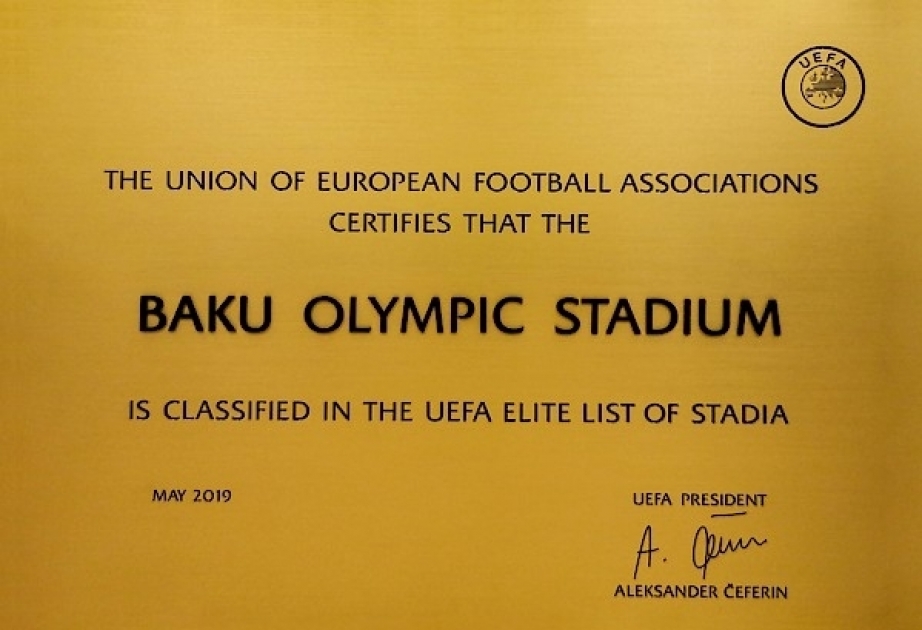 Estadio Olímpico de Bakú se incluye en la lista de estadios de élite de la UEFA