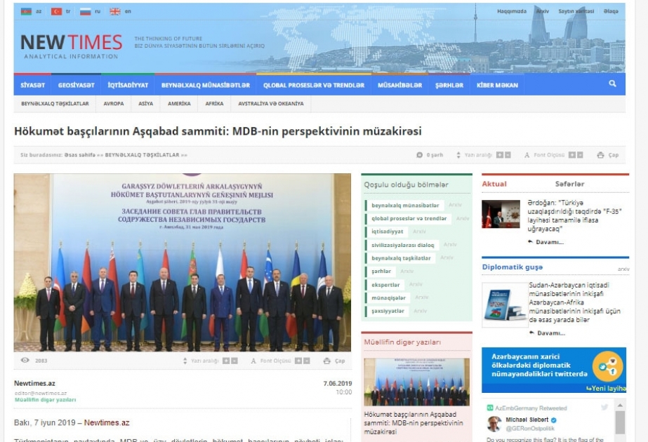 Hökumət başçılarının Aşqabad sammiti: MDB-nin perspektivinin müzakirəsi