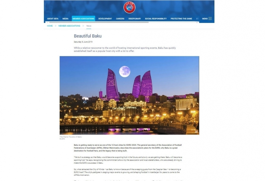 UEFA publishes article about Baku