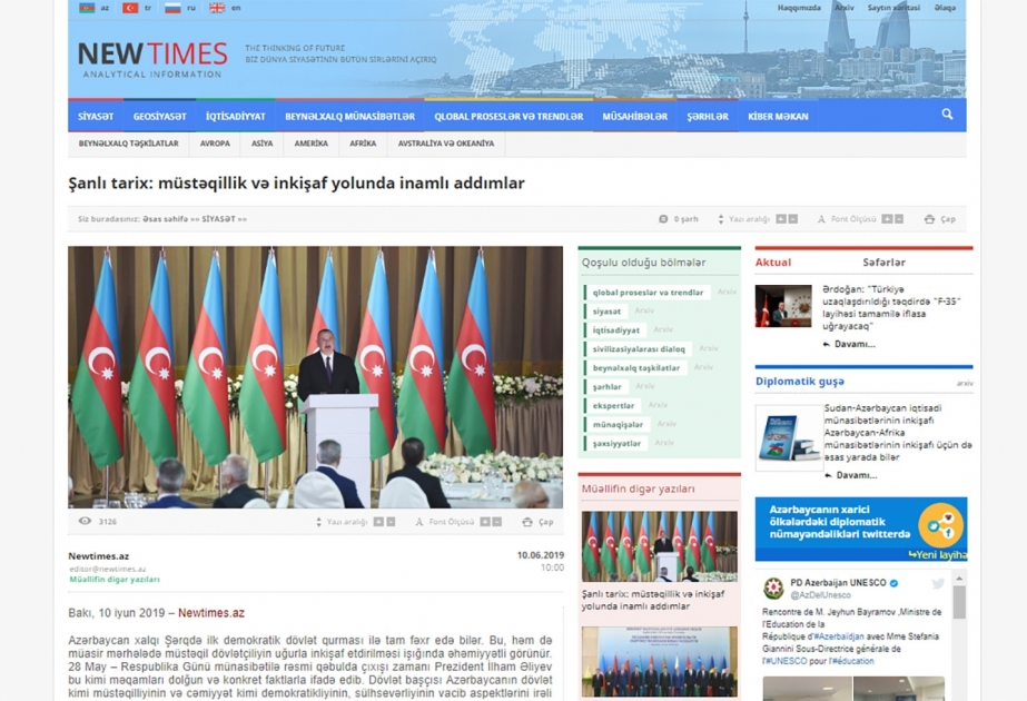 Şanlı tarix: müstəqillik və inkişaf yolunda inamlı addımlar