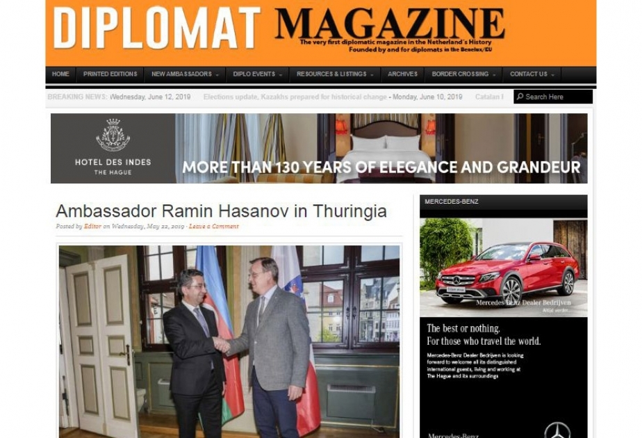 Almaniyanın “Diplomat Magazine” jurnalında Azərbaycanla bağlı məlumat dərc edilib