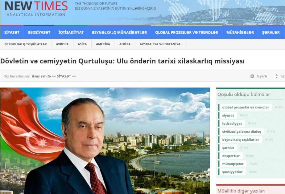 Dövlətin və cəmiyyətin Qurtuluşu: Ulu Öndərin tarixi xilaskarlıq missiyası