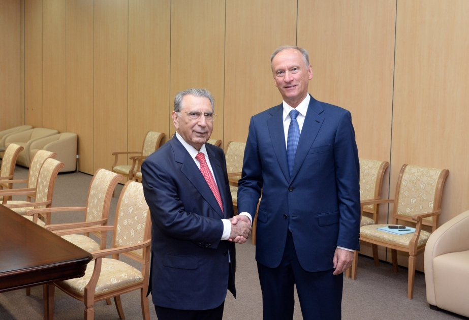 Leiter von Präsidialamt Ramiz Mehdiyev trifft Nikolai Patruschew