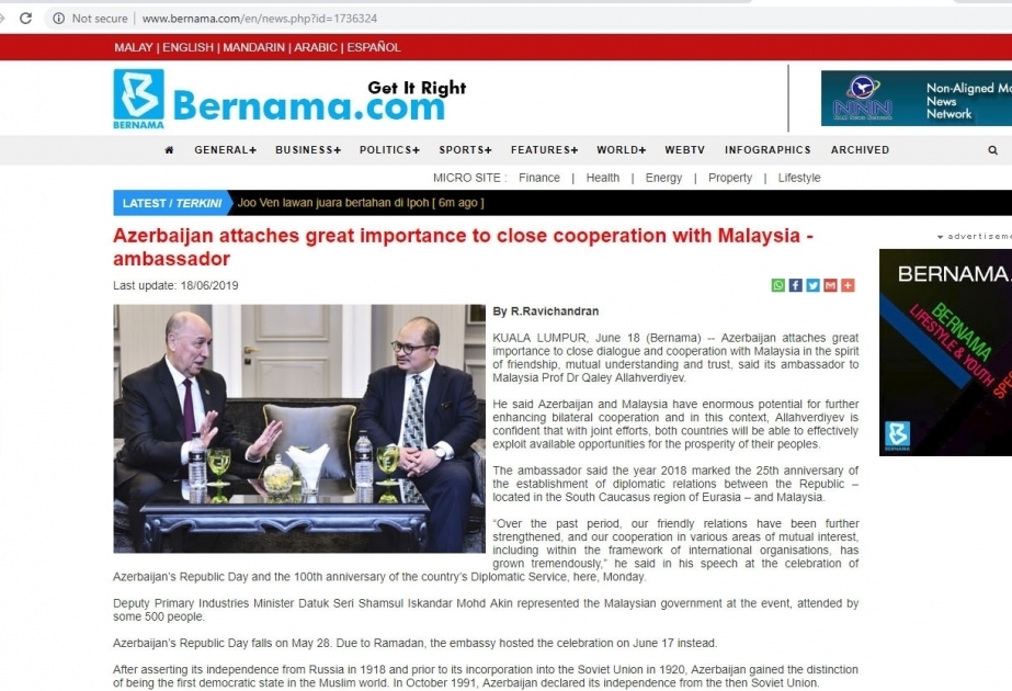 Azerbaijan attaches great importance to close cooperation with Malaysia-ambassador