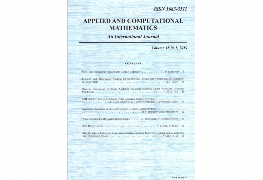 “Applied and Computational Mathematics” beynəlxalq elmi jurnalı 254 beynəlxalq nəşr arasında 10-cu yerdə qərarlaşıb