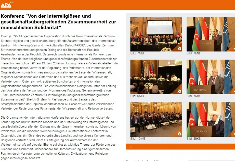 Österreichische Presseagentur APA veröffentlicht einen Artikel über Konferenz 