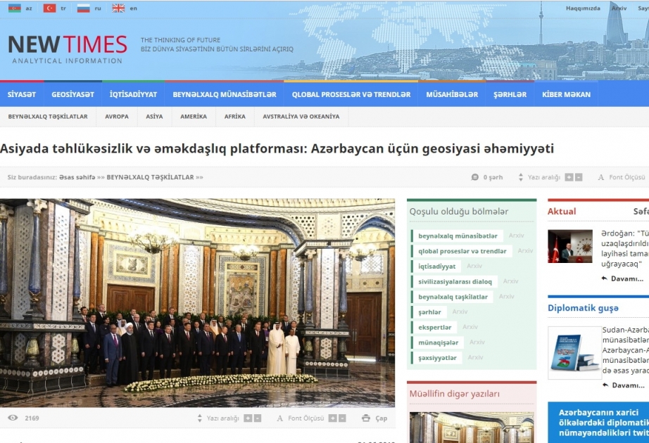 Asiyada təhlükəsizlik və əməkdaşlıq platforması: Azərbaycan üçün geosiyasi əhəmiyyəti