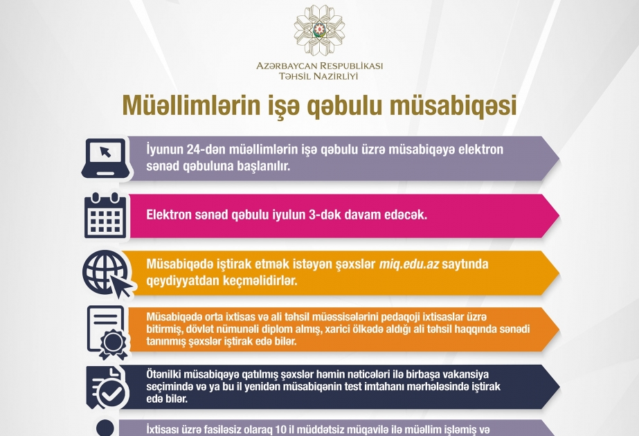 Müəllimlərin işə qəbulu üzrə sənəd qəbulu başlayır
