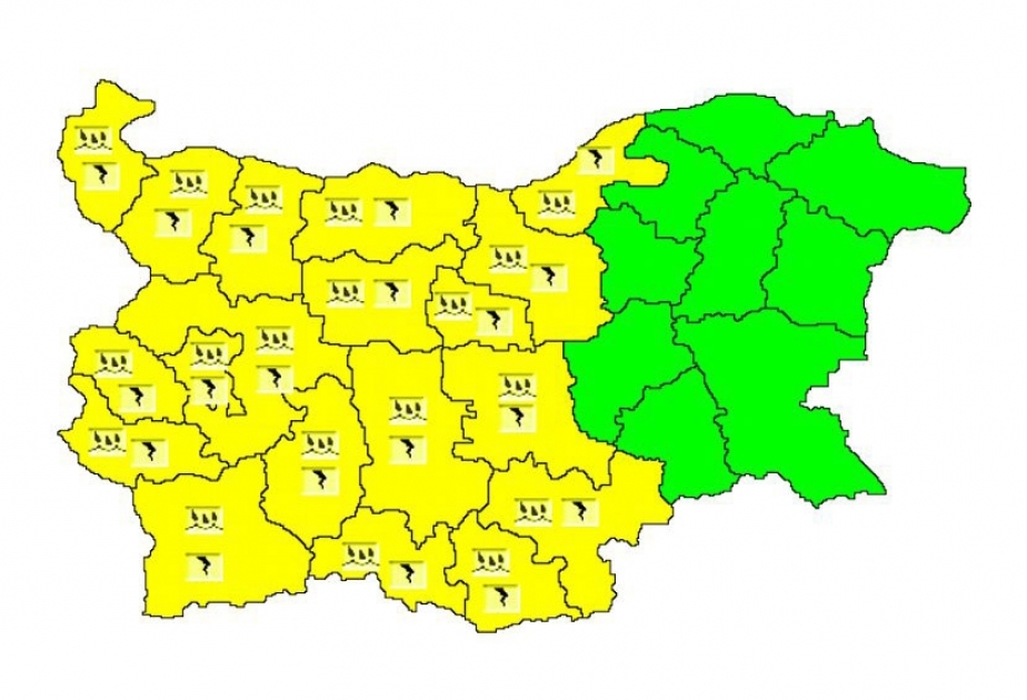 Güclü yağışlar səbəbindən Bolqarıstanın 19 bölgəsində “sarı” təhlükə kodu elan edilib