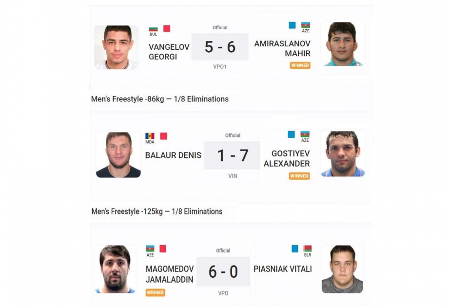 Вторые Европейские игры: Три азербайджанских борца вышли в 1/4 финала
