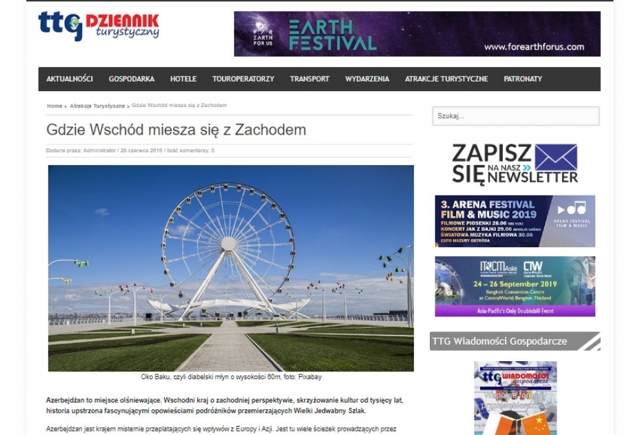 Se ha publicado un extenso artículo sobre Azerbaiyán en el portal turístico polaco