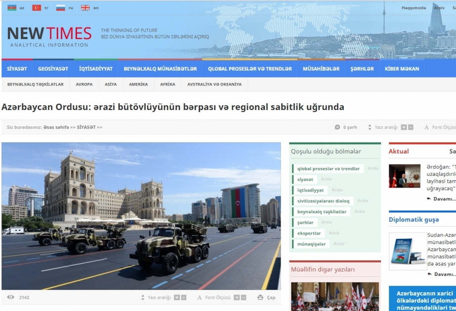 Azərbaycan Ordusu: ərazi bütövlüyünün bərpası və regional sabitlik uğrunda