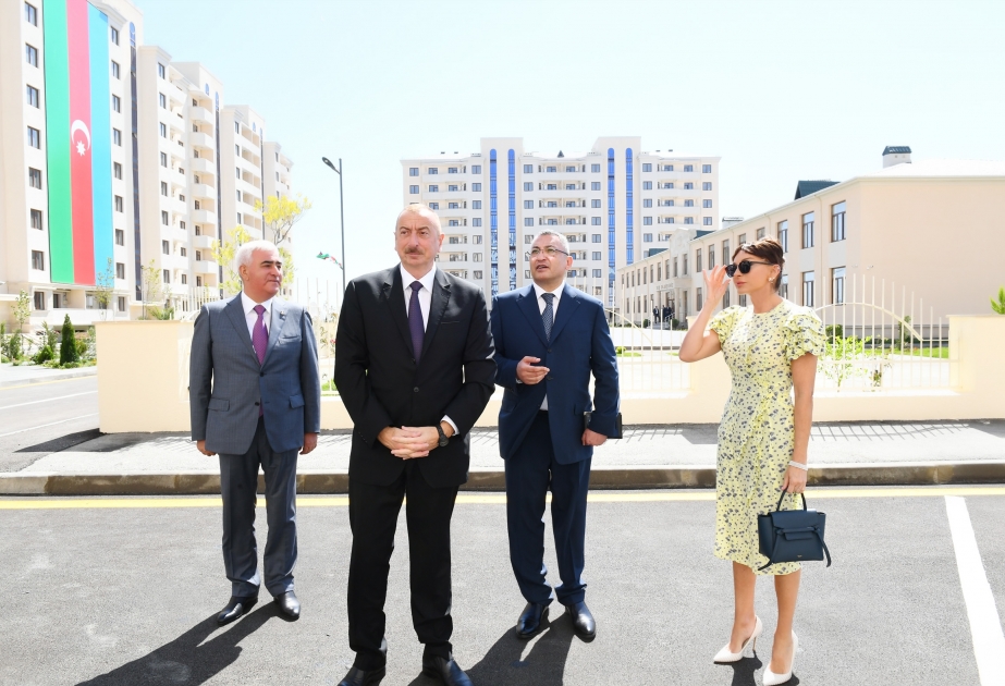 President Ilham Aliyev attended opening of new residential complex for IDPs in Pirallahi district, Baku VIDEO